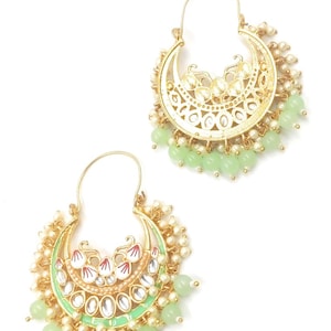 Enameled Handmade Painting Indian Traditional Golden Colourful Festival Earrings