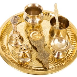 Brass Pura Pooja Thali Aarti Plate For Pooja For Diwali | Home | office | Mandir