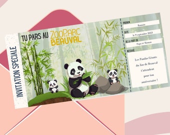 Invitation Zoo Beauval à personnaliser et imprimer (version française, anglaise, espagnole et allemande)