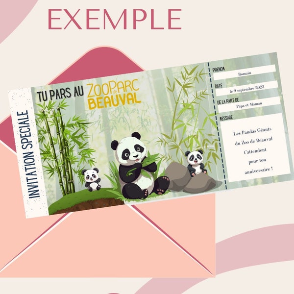 Invitation Zoo Beauval à personnaliser et imprimer (version française, anglaise, espagnole et allemande)