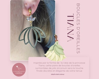 Boucles d'oreilles inspirées par Tiana La Princesse et la Grenouille