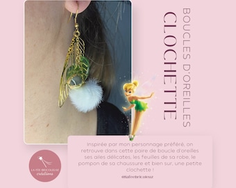 Boucles d'oreilles inspirées par la Fée Clochette