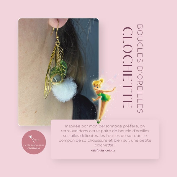 Boucles d'oreilles inspirées par la Fée Clochette