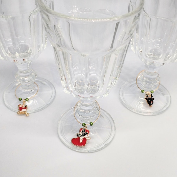 Breloques de verres à vin de Noël (lot de 6)