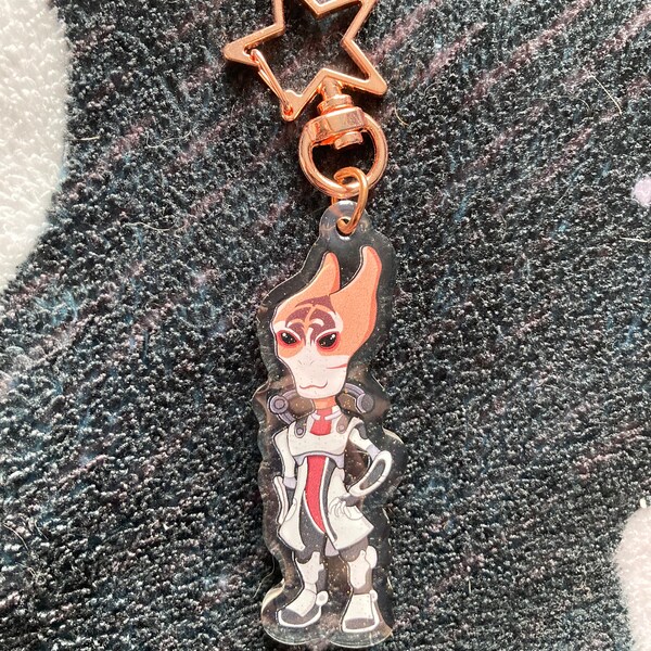 Mass Effect Mordin Solus acrylic glitter keychain