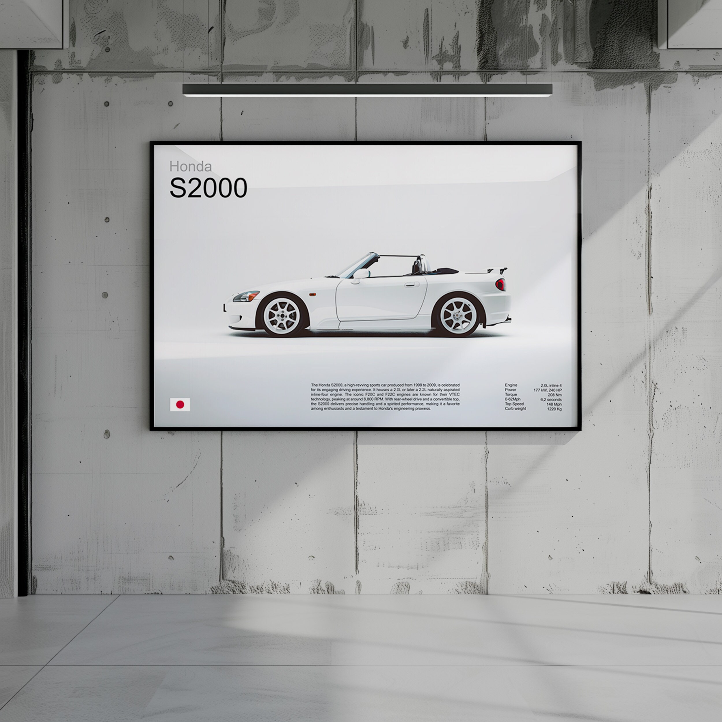 S2000 Poster Honda S2000 Poster, Japanese Classic Supercar Wall Art, Automotive ...