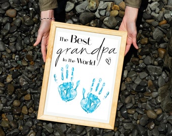 Gift For Grandpa Handprint Art, Personalized Handprint Art, Gift for Grandpa, Christmas Grandpa Gift from Grandkids, Grandad Birthday Gift