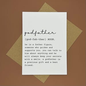 Tarjeta de felicitación con la definición de El Padrino