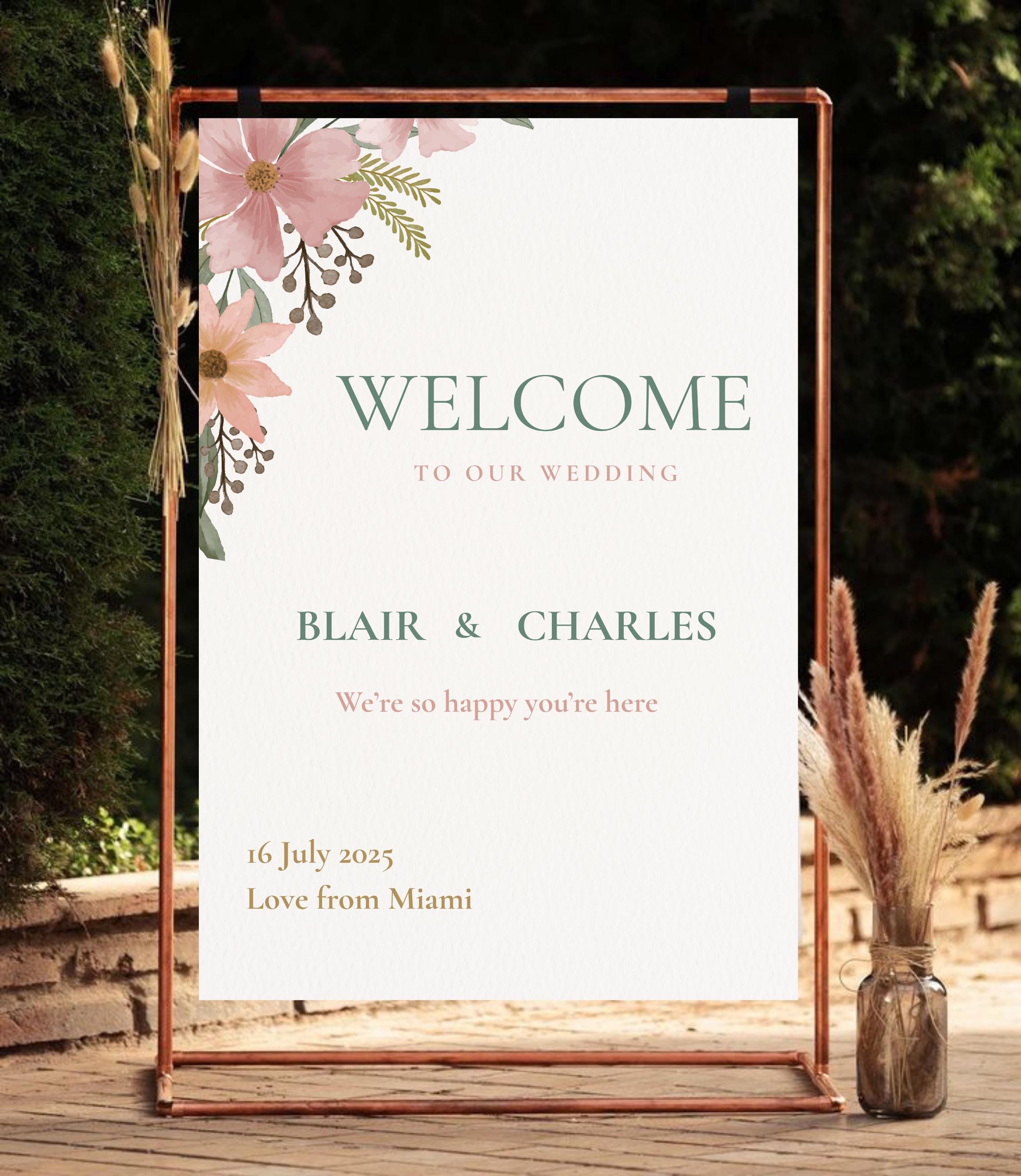 Editable Wedding Sign Set Canva Template | Welcome Sign 24x36, Menu 4x8 ...