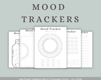 Mood Tracker Bundle feelings wheel period tracker printable and digital mood journal health trackers
