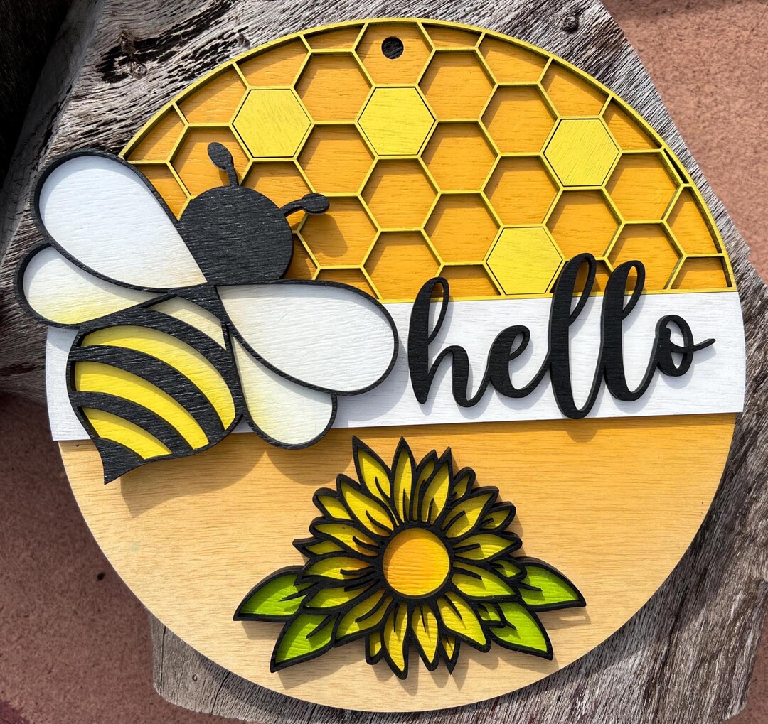 3 Layer Hello Honey Bee Sign - Etsy