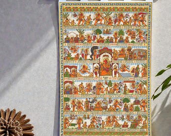 Tushaco Handicrafts Hanuman Chalisa Phad canvas schilderij rol, huisdecoratie, decoratie