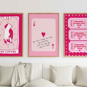 Lucky You Ticket Set of 3 Print, Good Times Ticket Print, Aesthetic Wall Art, Pink Gallery Wall Art, Retro Trendy Wall Art, Lucky Ace Print