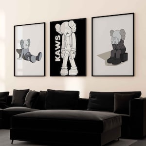 Hypebeast Toys Kaws Poster Set of 3 Prints, Hypebeast Figure Printable Wall Art Minimalist Hypebeast Decor, Hypebeast Sneaker Graffiti Print