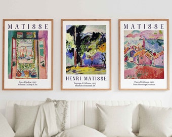 Henri Matisse Set Of 3 Prints, Matisse Landscape Wall Art Exhibition Art, Mid Century Gallery Wall Art, Henri Matisse Poster Aesthetic Print