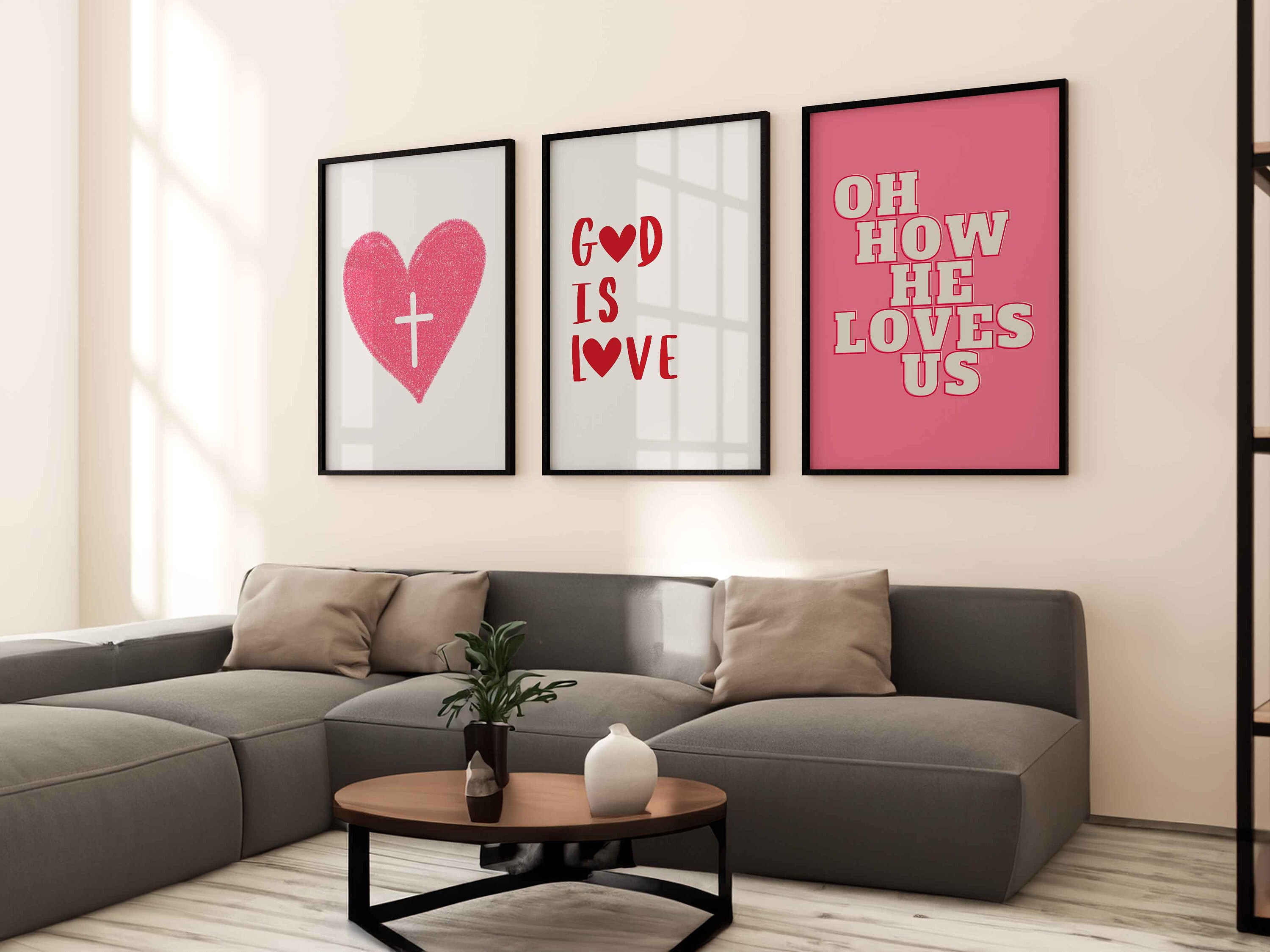 Minimalist Christian Wall Art Set of 3 Prints, Bible Scripture Poster ...