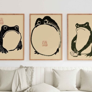 Japanese Matsumoto Hoji Frog Wall Art Set of 3 Print, Japandi Wall Art ...