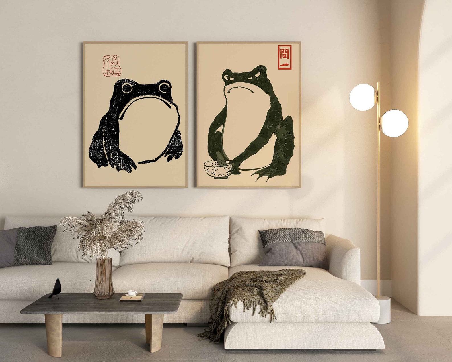 Japanese Matsumoto Hoji Frog Wall Art Set of 3 Print, Japandi Wall Art ...