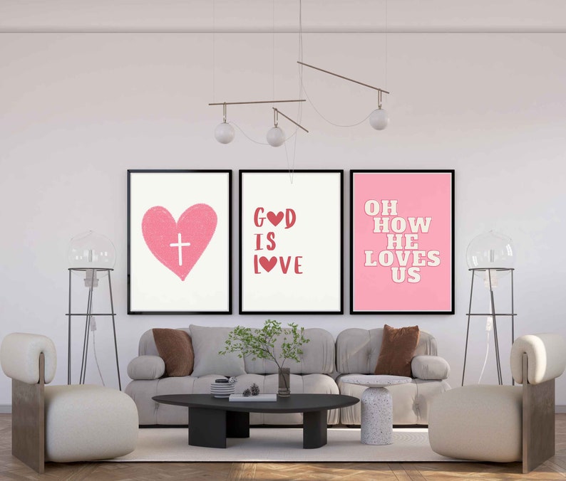 Minimalist Christian Wall Art Set of 3 Prints, Bible Scripture Poster ...