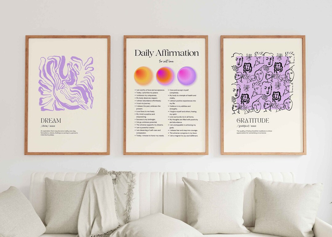 Daily Affirmation Aura Poster Set of 3 Prints, Affirmation Print ...