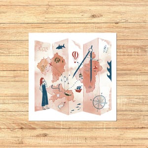 Carte au trésor - petite affiche aquarelle