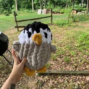 Hand knit plushie penguin
