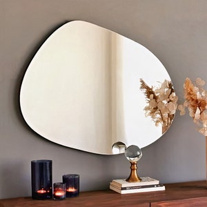 Asymmetrical Large Mirror Home Decor, Irregular Mirror for Bathroom, Cloud Mirror for Entryway / Hallway, Aesthetic Pond Mirror