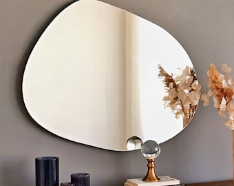 Asymmetrical Large Mirror Home Decor, Irregular Mirror for Bathroom, Cloud Mirror for Entryway / Hallway, Aesthetic Pond Mirror