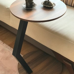 C-förmiger Beistelltisch, Sofatisch mit Mandala-Design, Couchtisch für Wohnzimmer, runder Holztisch MDF, Laptopständer, Muttertagsgeschenk Bild 6