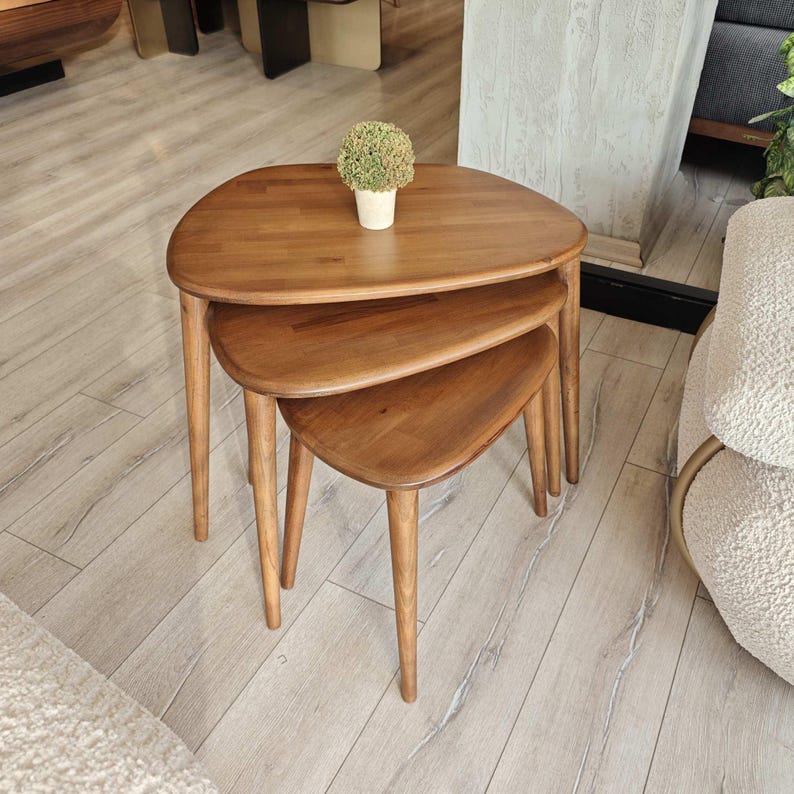 decorative nesting coffee table end table set solid wood