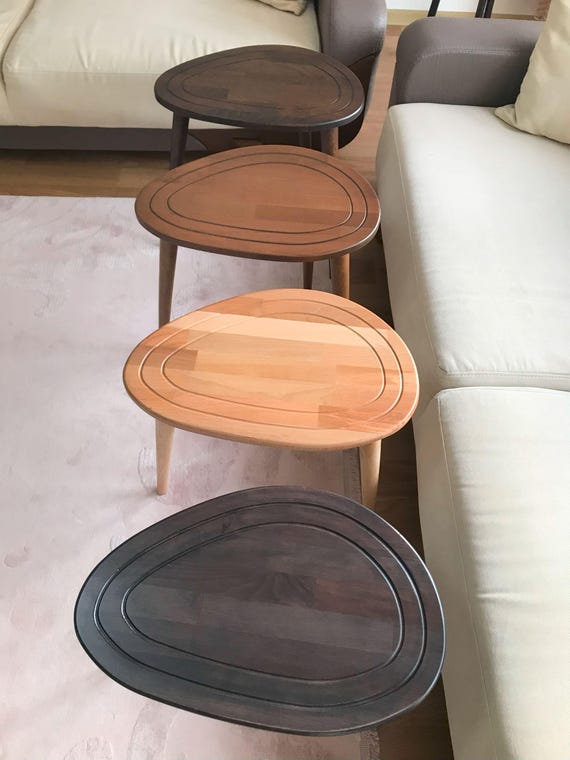 Wooden Oval Coffee Table Side Table Rustic Mid Century Center Table Vintage Style Side Table Handmade Furniture Wooden Large Coffee Etsy