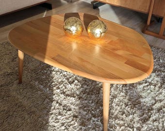 Solid Wood Oval Coffee Table: Modern Scandinavian Style