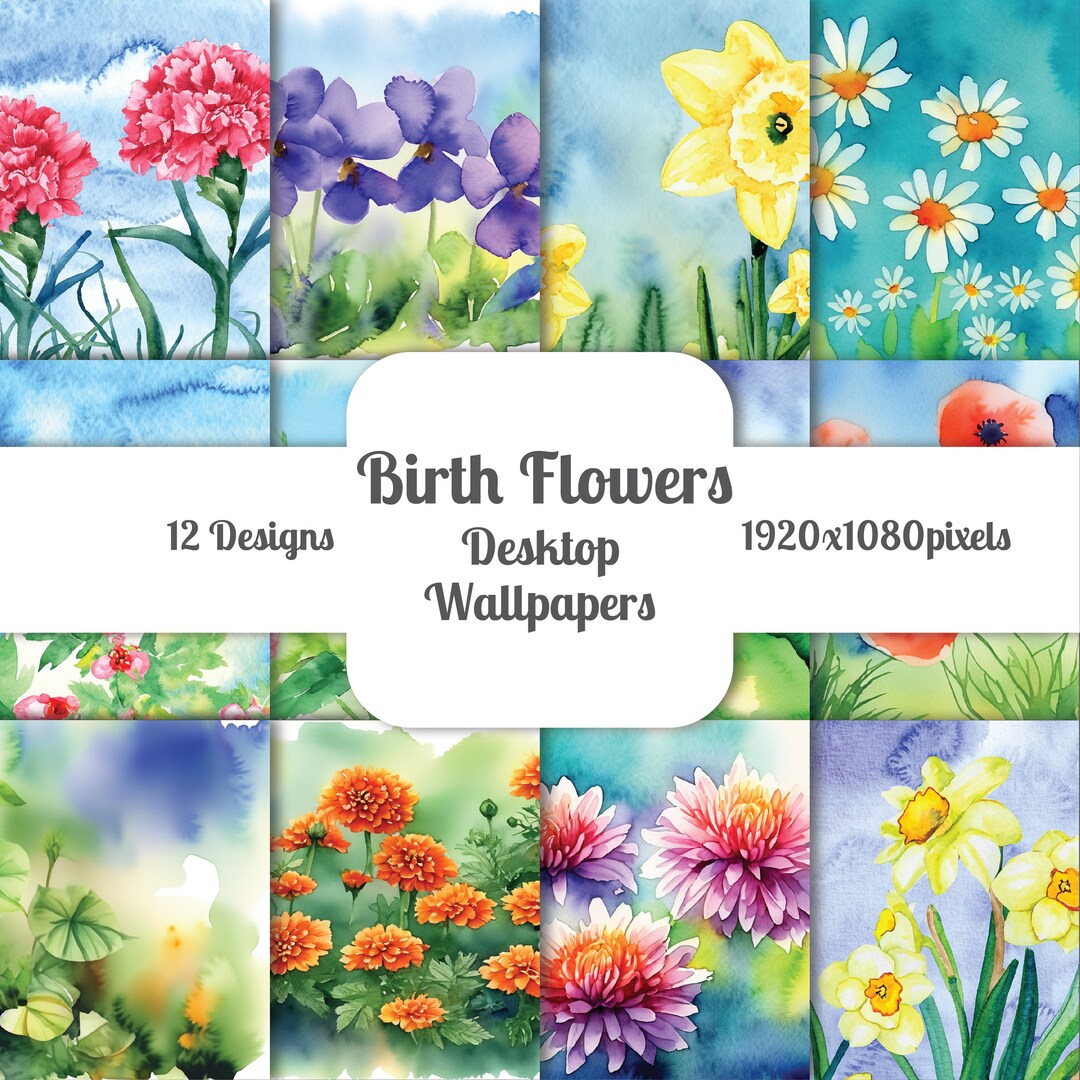 Discover Your Birth Flower: Elegant Watercolour Desktop - Etsy
