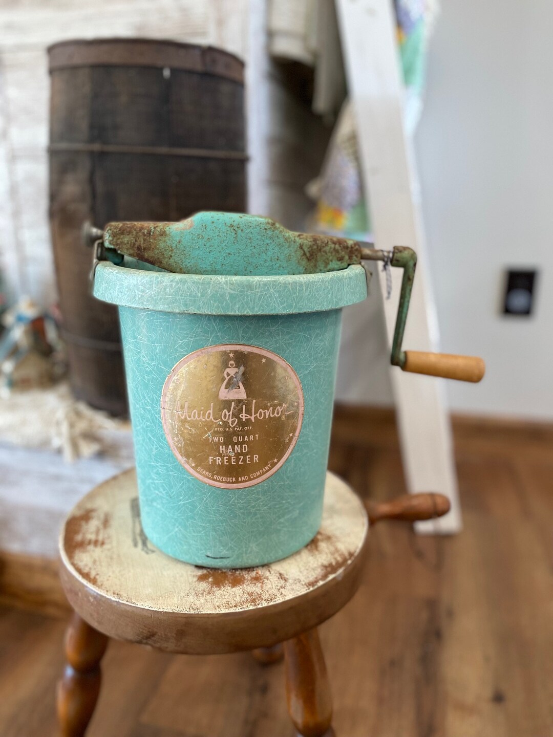 Vintage Ice Cream Hand Freezer Maid of Honor, Ice Cream Churn, Ice