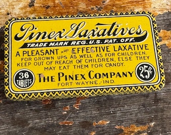 Early 1930’s Pinex Laxative Tin - Medal - Metal Advertisement