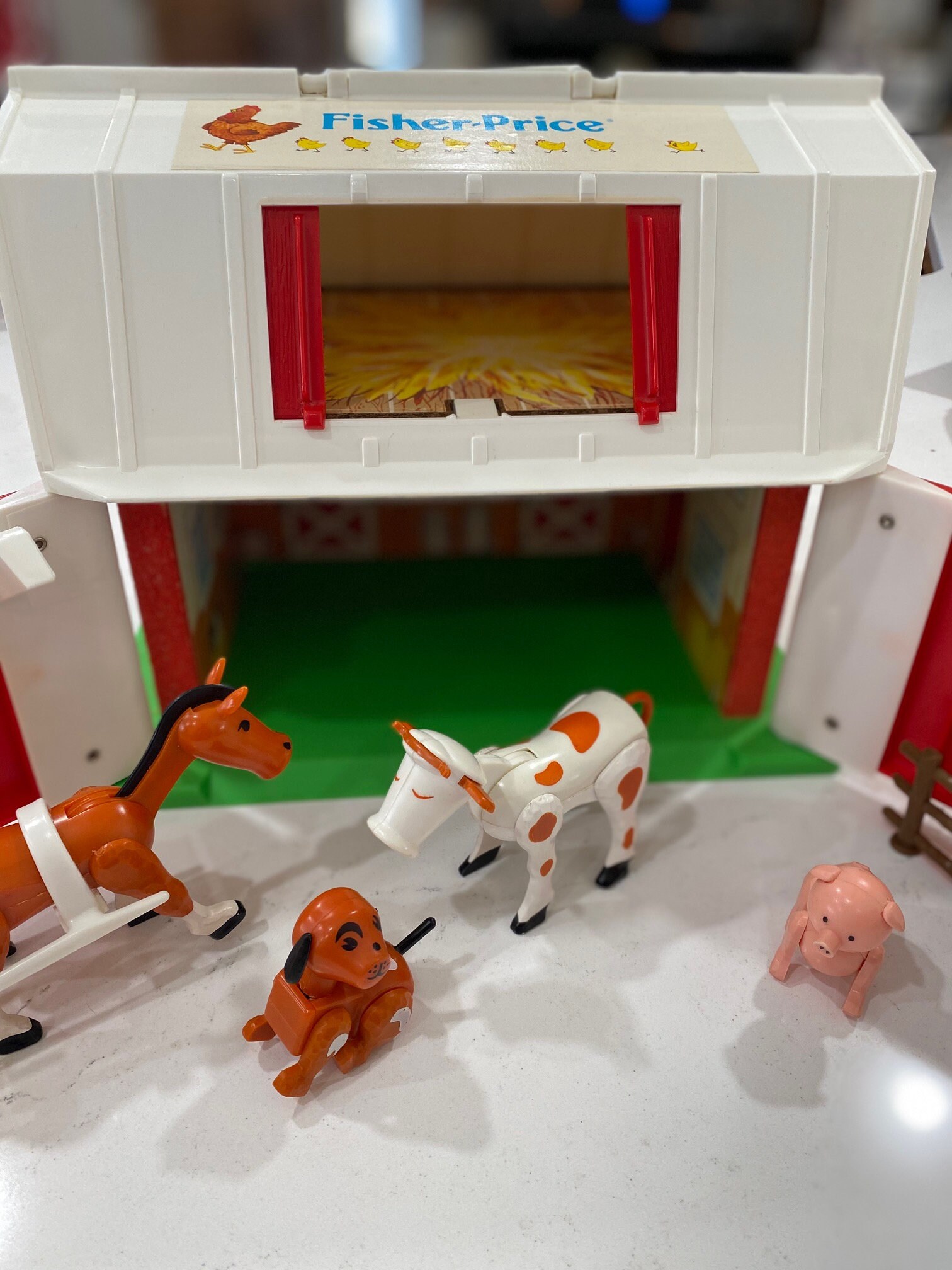 Vintage fisher price barn set with animals farm toy fp toy barnyard