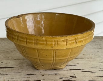 Windowpane McCoy Yellowware Crock Bowl Vintage