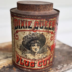 dixie queen plug cut tobacco tin Vintage Roly Poly Dixie Queen and