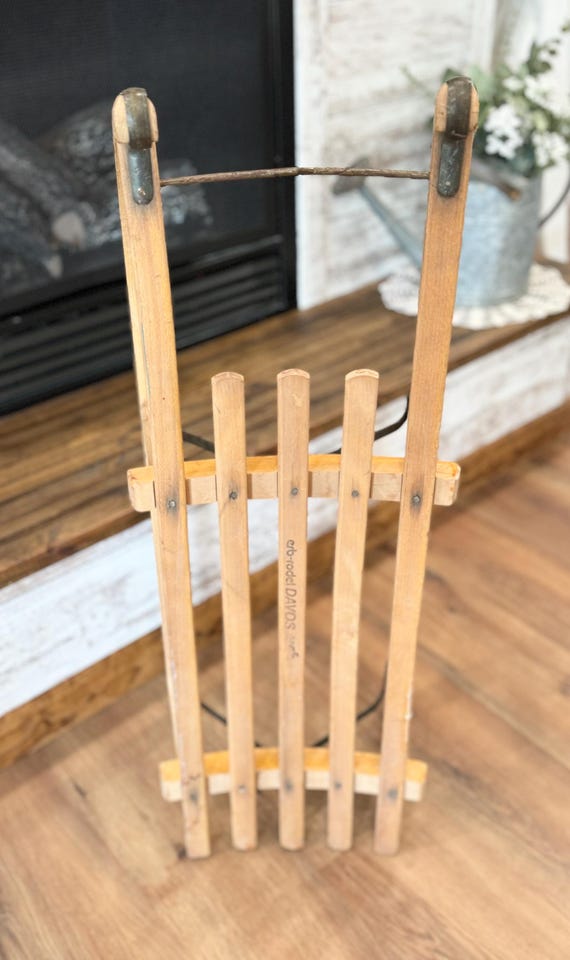 Davos wooden sledge sled ソリ vintage Sledge 