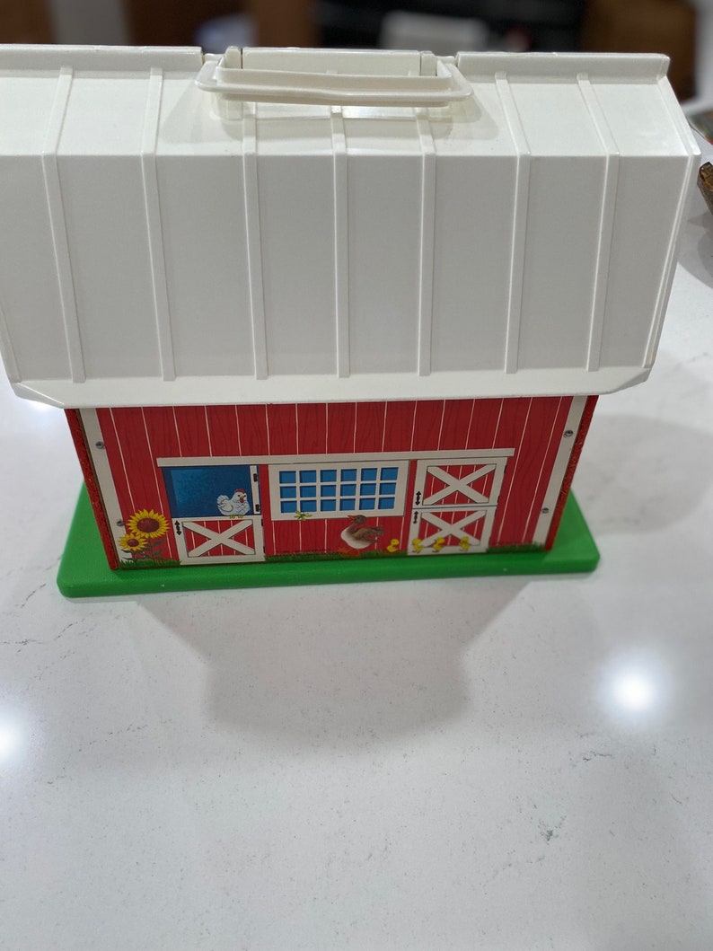 Vintage fisher price barn set with animals farm toy fp toy barnyard