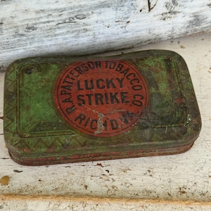 ra patterson tobacco company Vintage 1920s Lucky Strike Cigarette Tin Box R A Co R.A. PATTERSON TOB. CO