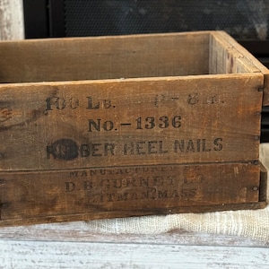 Antique Nail Box: Primitive Wooden Advertising Crate