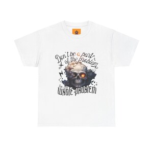 Camiseta de calavera con humor negro: camiseta unisex de algodón grueso, regalo divertido para Halloween, camiseta con gráficos originales para fiestas, estilo vanguardista.