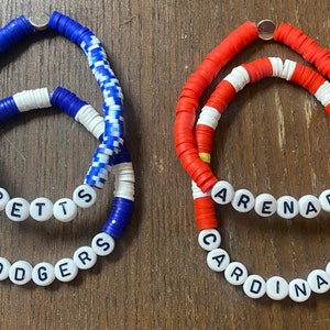 MLB Heishi bracelet stacks