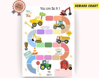 Tabla de recompensas con temática de camiones: tabla de comportamiento infantil imprimible