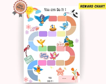 Tabla de recompensas con temática de aves: tabla de comportamiento infantil imprimible