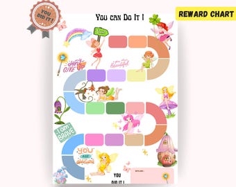 Tabla de recompensas con temática de hadas: tabla de comportamiento infantil imprimible