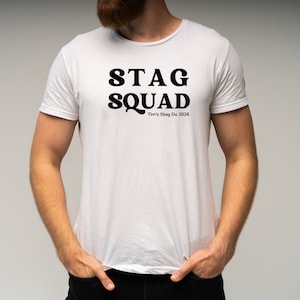 Personalised Stag Squad Stag Party Tshirts | Stag Do Tshirt | Black And White Stag Tops
