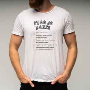 Stag Do Dares List Stag Party Tshirt | Junggesellenabschied Tshirt | Trauzeugen Tshirt | Hirsch Tops | Streiche Dares & Forfeits