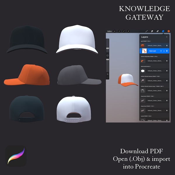 3D Procreate Cap Model | Digital Art Accessory | Artist's Procreate Tool | Creative Hat for Digital Illustration | Procreate Design Cap